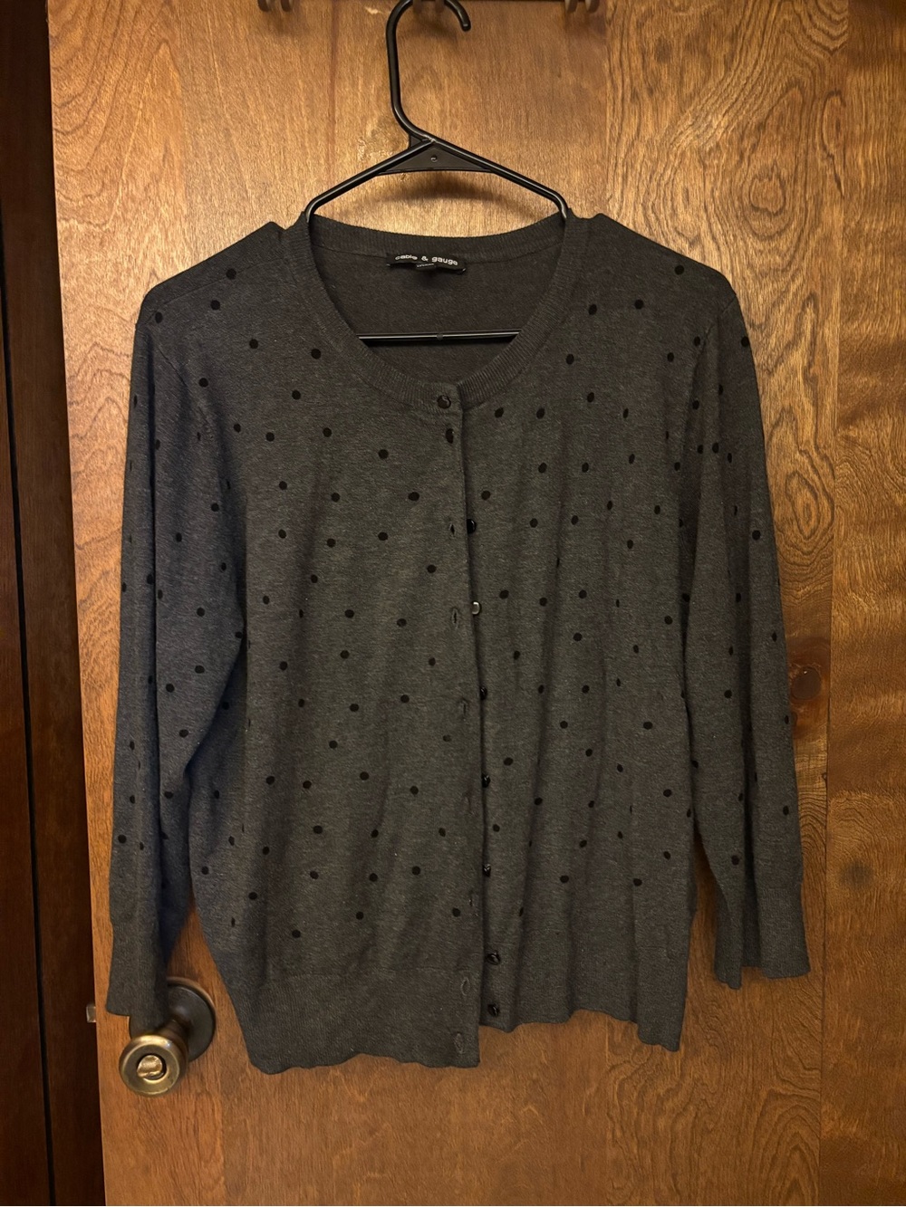 Cable & Gauge Charcoal Gray Polka Dot Button-Up Cardigan